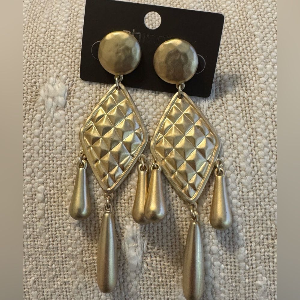0130-Chicos Gold‎ Geometric Dangle Earrings